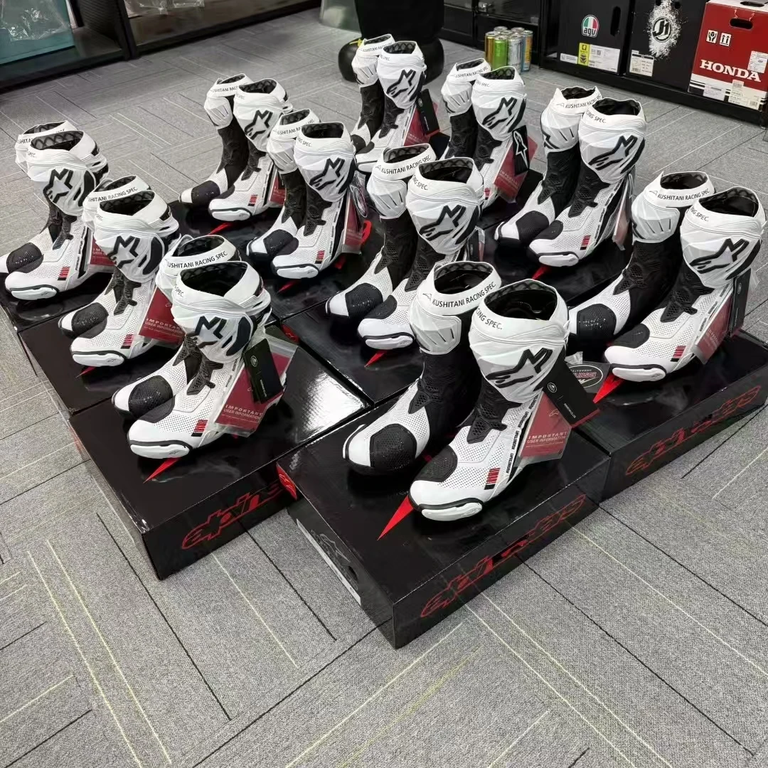 KUSHITANI富士山A星联名款骑行靴SUPERTECH-R纯白红蓝鸳鸯通风版