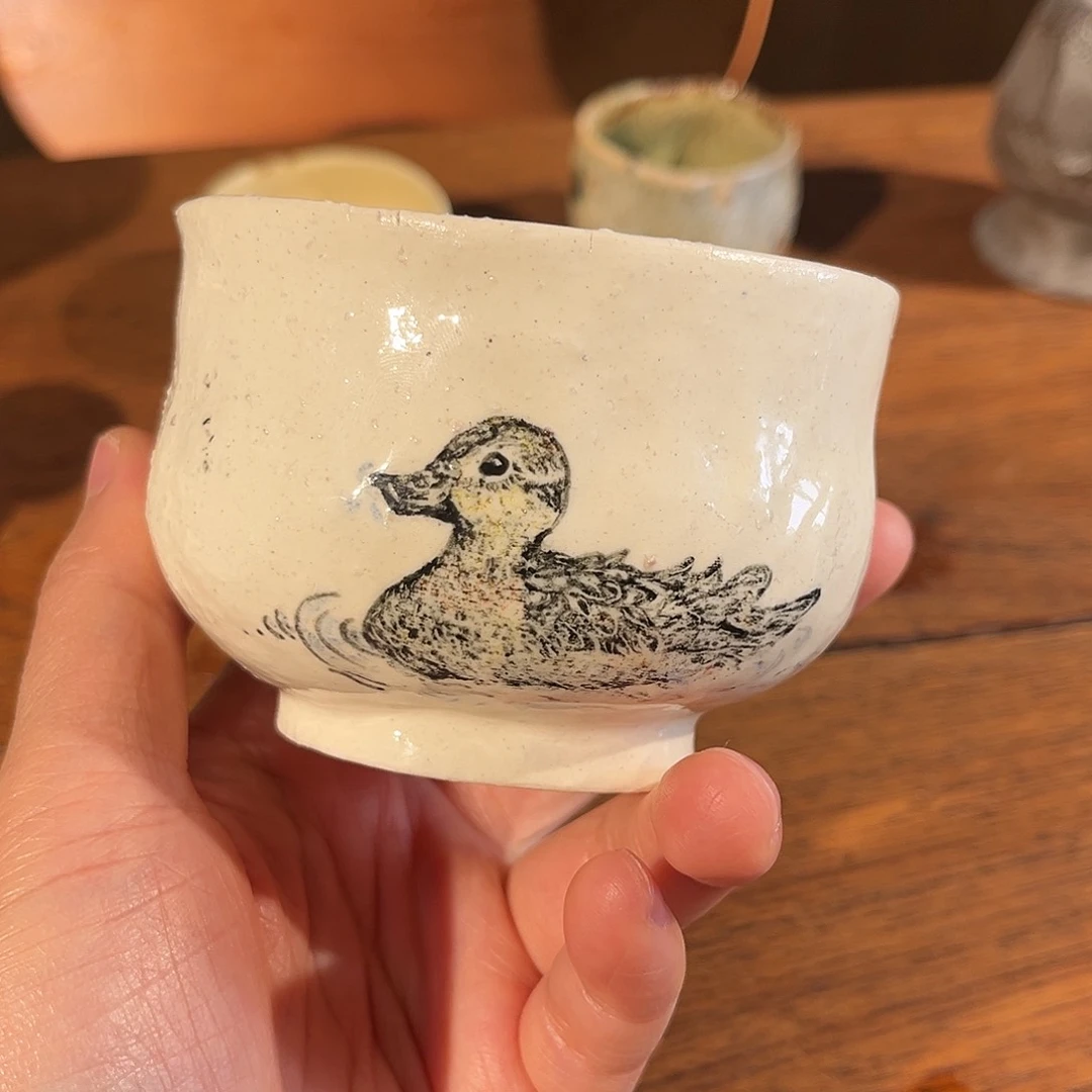 茶盏手捏手绘花脸鸦150ml