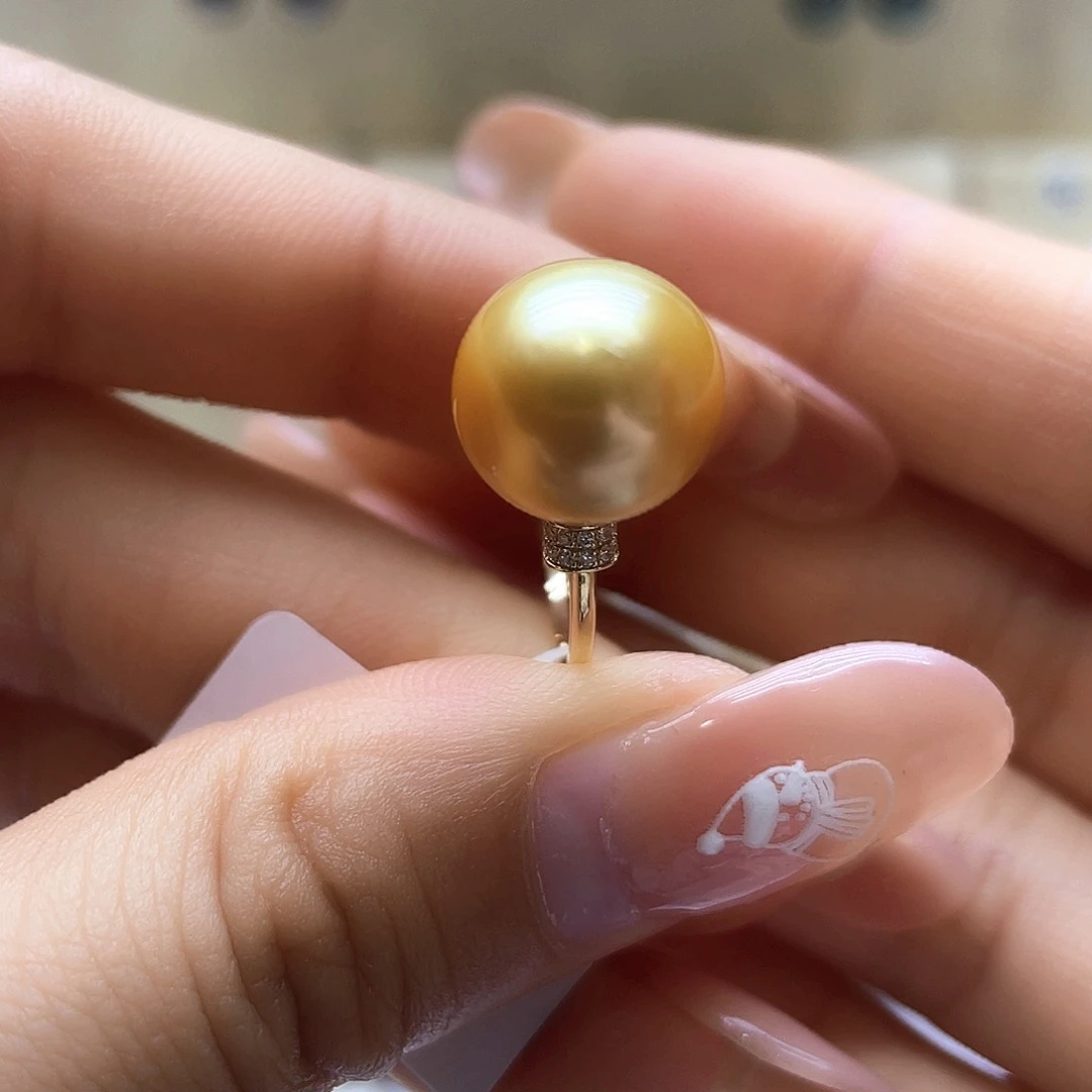 海水珍珠戒指18K金镶嵌
