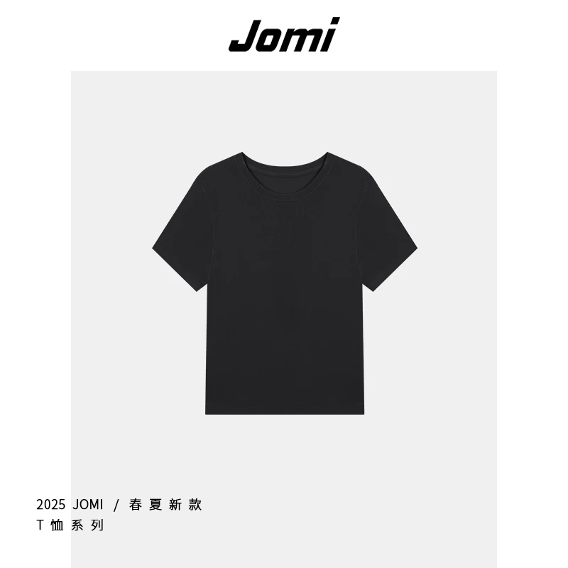 JOMI夏季2025新款圆领短袖T恤女基础款百搭纯色上衣