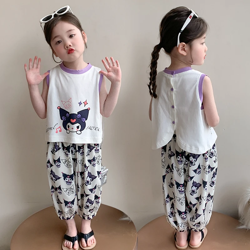 女童夏装套装2025新款儿童洋气库洛米背心休闲裤女宝夏季两件套潮