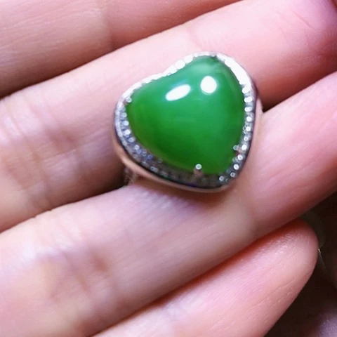 和田玉银S925镶嵌戒指