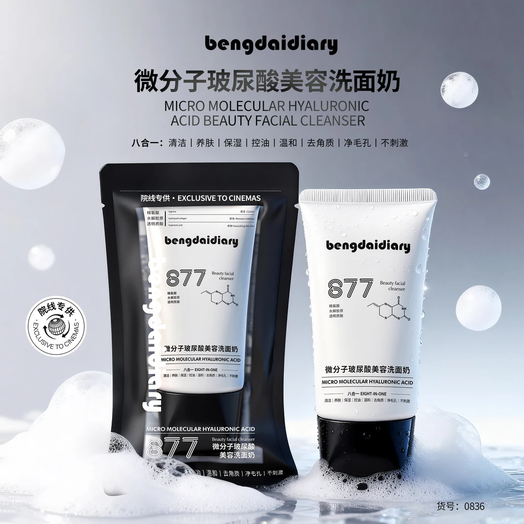 （Bengdaidiary拍3发4盒）微分子玻尿酸美容洗面奶