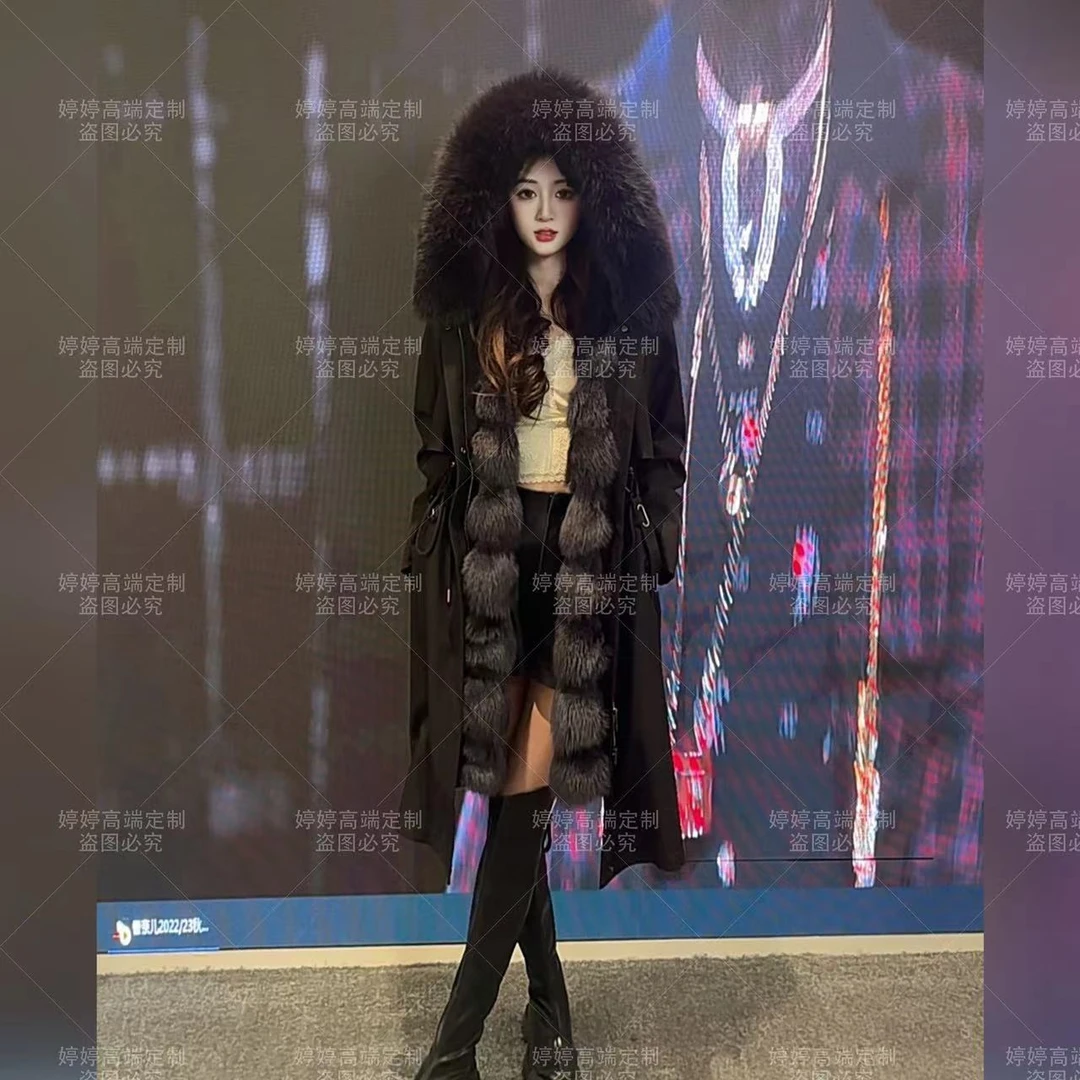 【玉兔狐狸毛】2024新款爆款时尚狐狸毛门襟兔毛内胆派克服