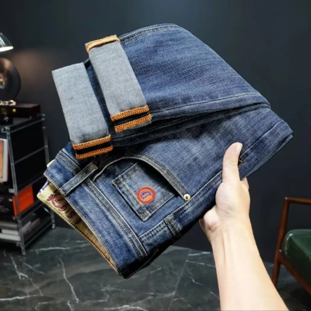 欧版大牛高货复古色男款弹力修身直筒裤时尚百搭牛仔裤裤子