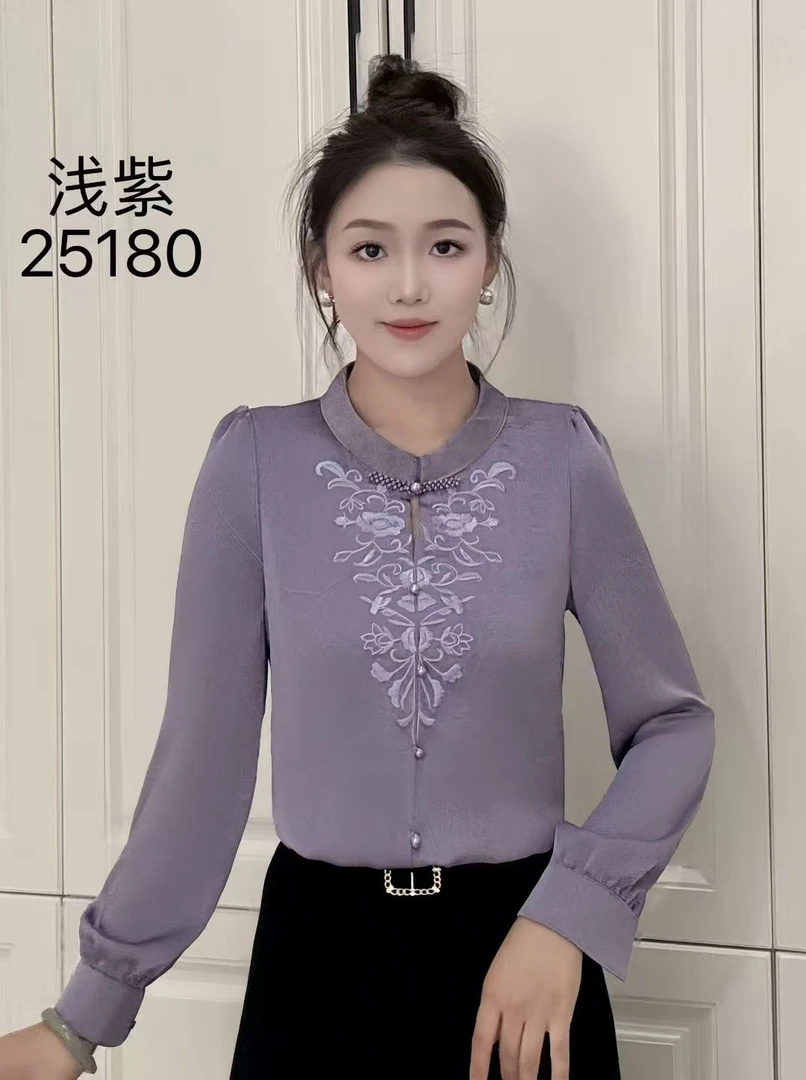 2025早秋新款百搭时尚长袖衬衫女士洋气上衣休闲小衫衬衣宽松显瘦