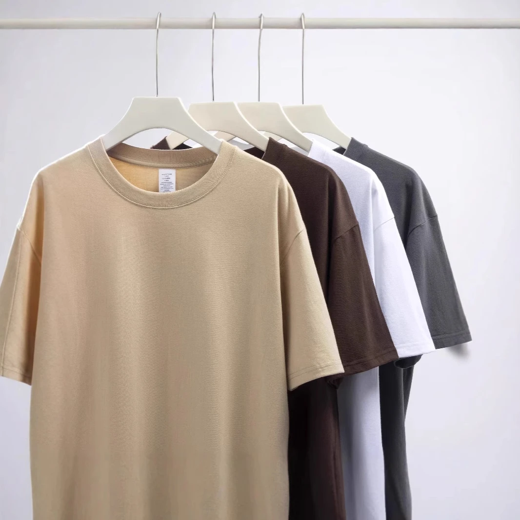 240g日系重磅纯棉短袖t恤男女纯色潮牌ins货源圆领男士时尚休闲
