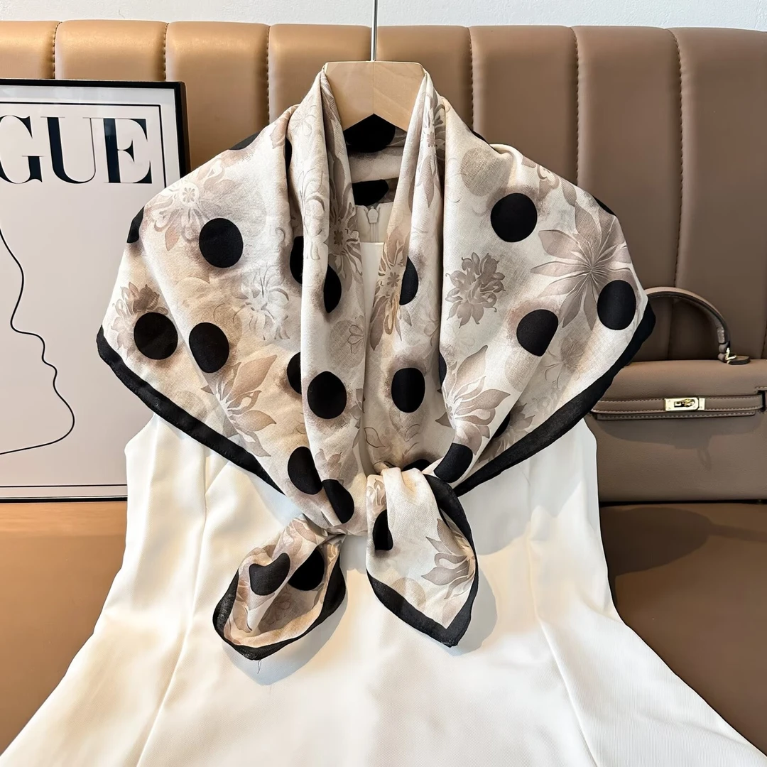 【大版 波点花影】85*85秋冬新款双面双色女士方巾时尚气质保暖围巾