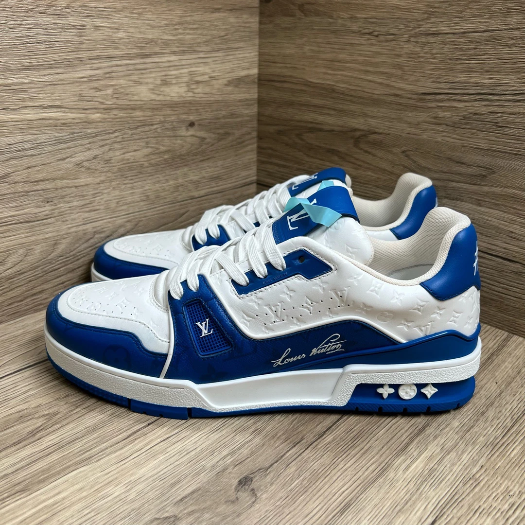 99新 LouisVuitton/路易威登 Trainer 白蓝压纹板鞋 42码 45码
