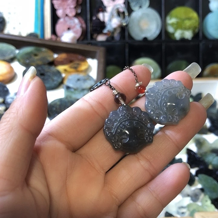 未镶嵌岫玉岫玉耳环