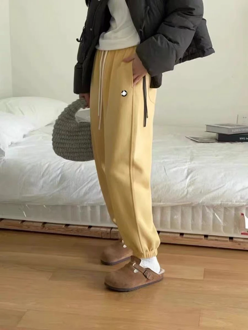 【P•T意法-画树】NN3354-时尚新款重工休闲裤百搭宽松抽绳松紧腰