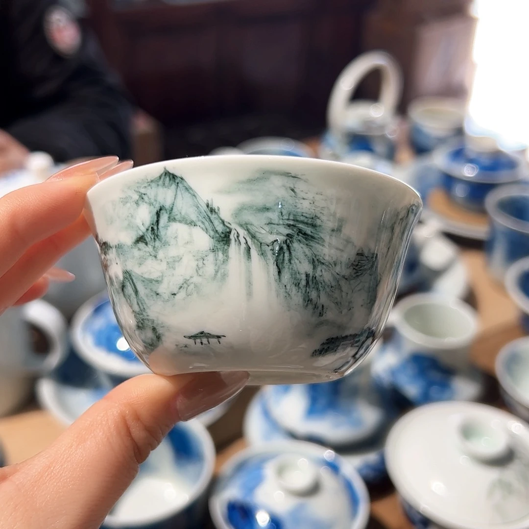 杯S****1青花手绘山水主人杯