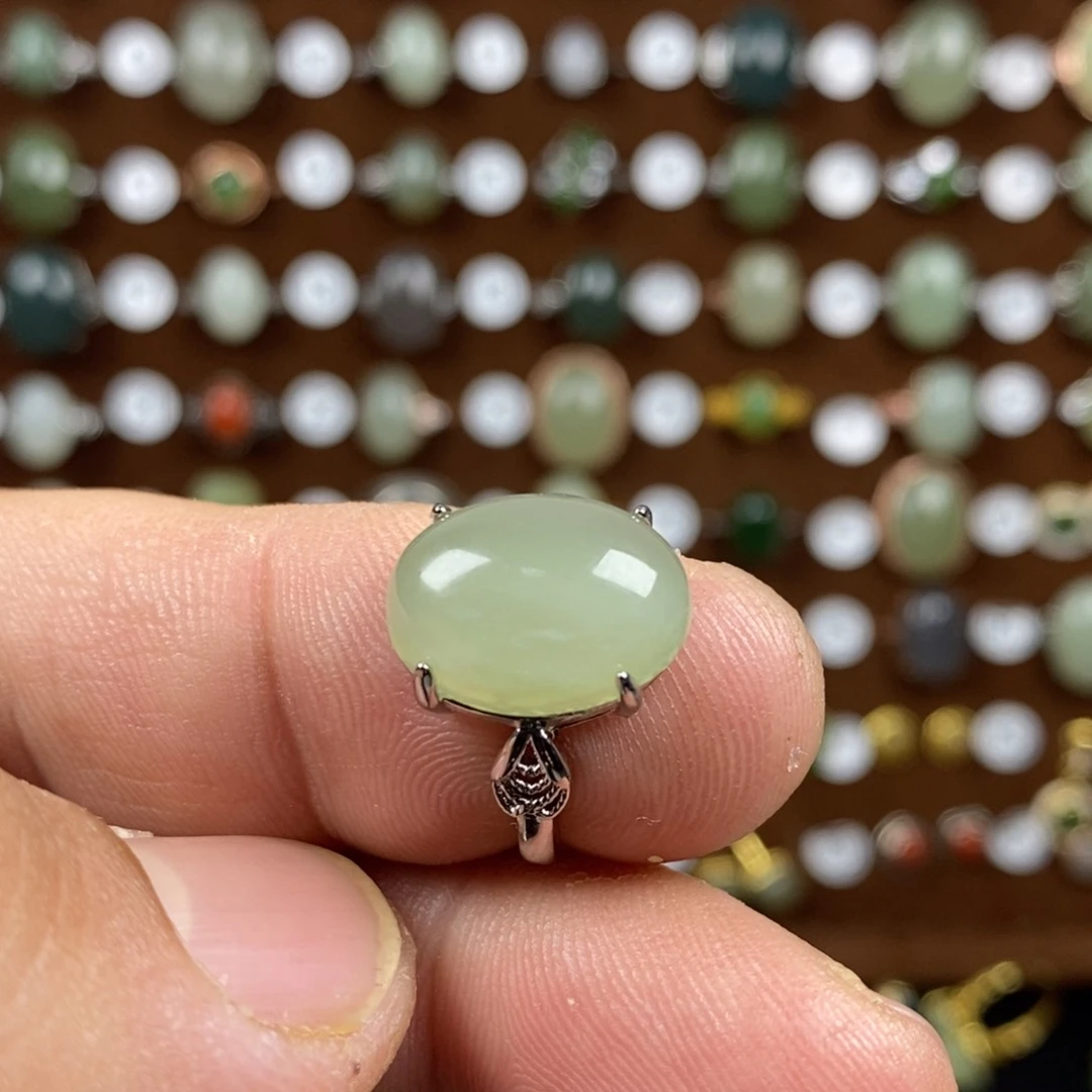 和田玉（青白玉）戒指合金惜*言