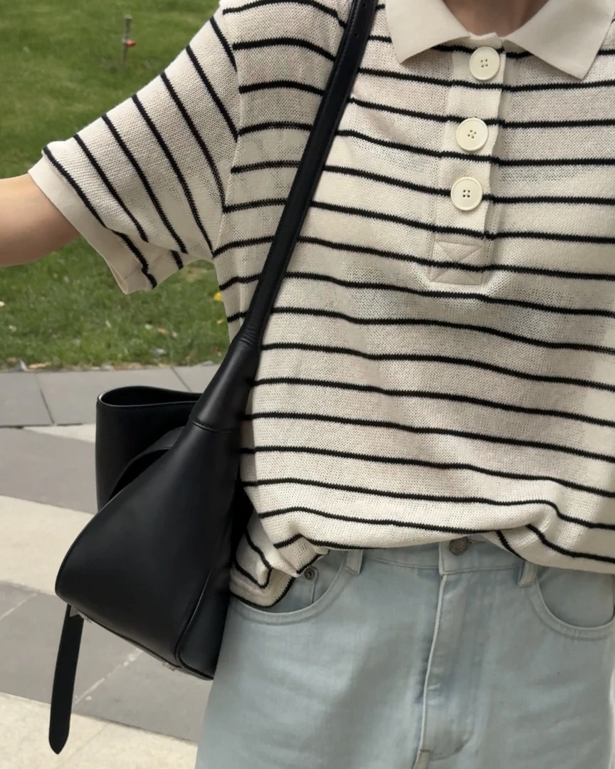 1ndwell Ronda针织条纹Polo衫