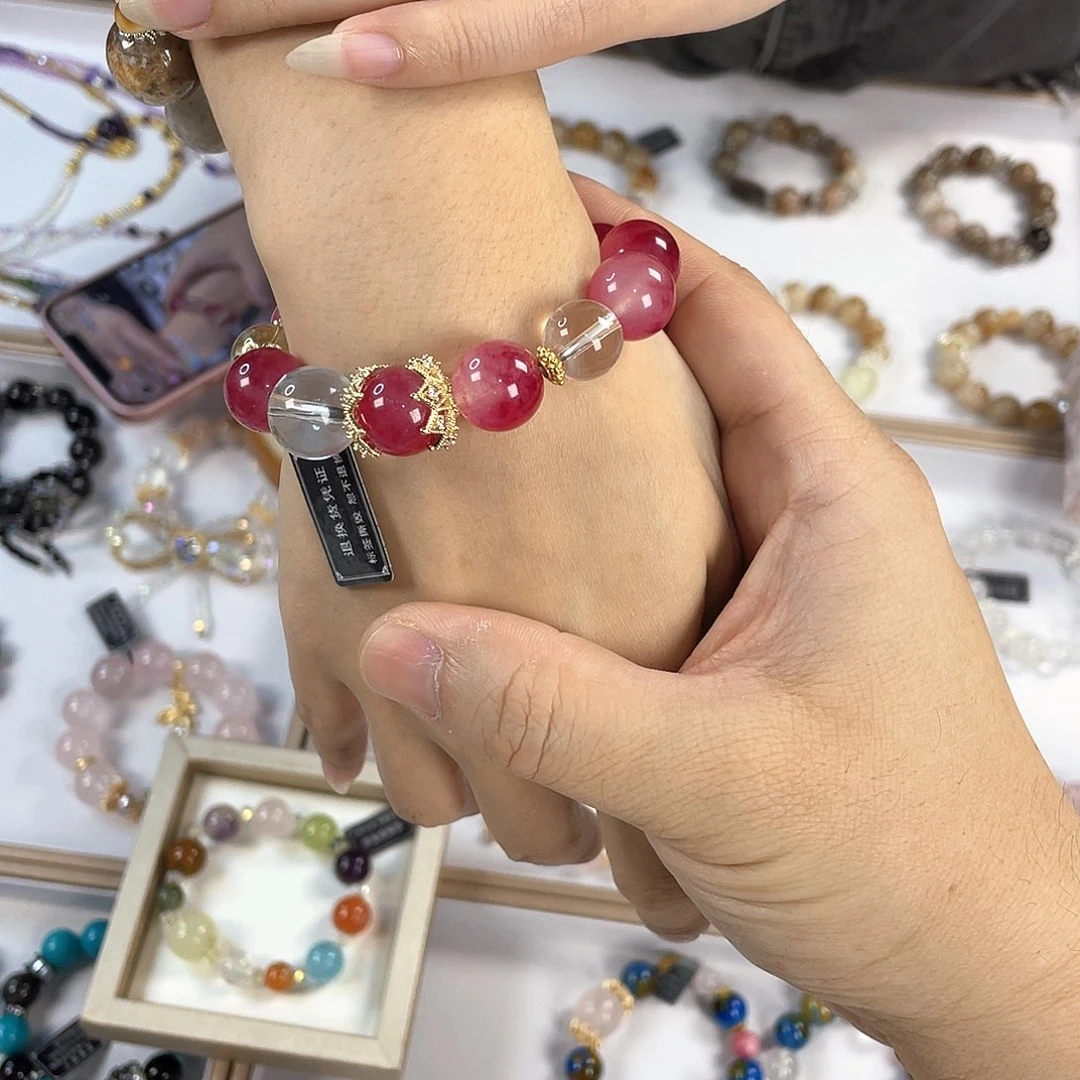 水晶手链银S925镀金镶嵌