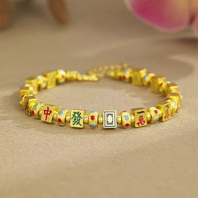 心草 925银手链 麻将十三幺复古新中式轻奢高级显白送女友礼物