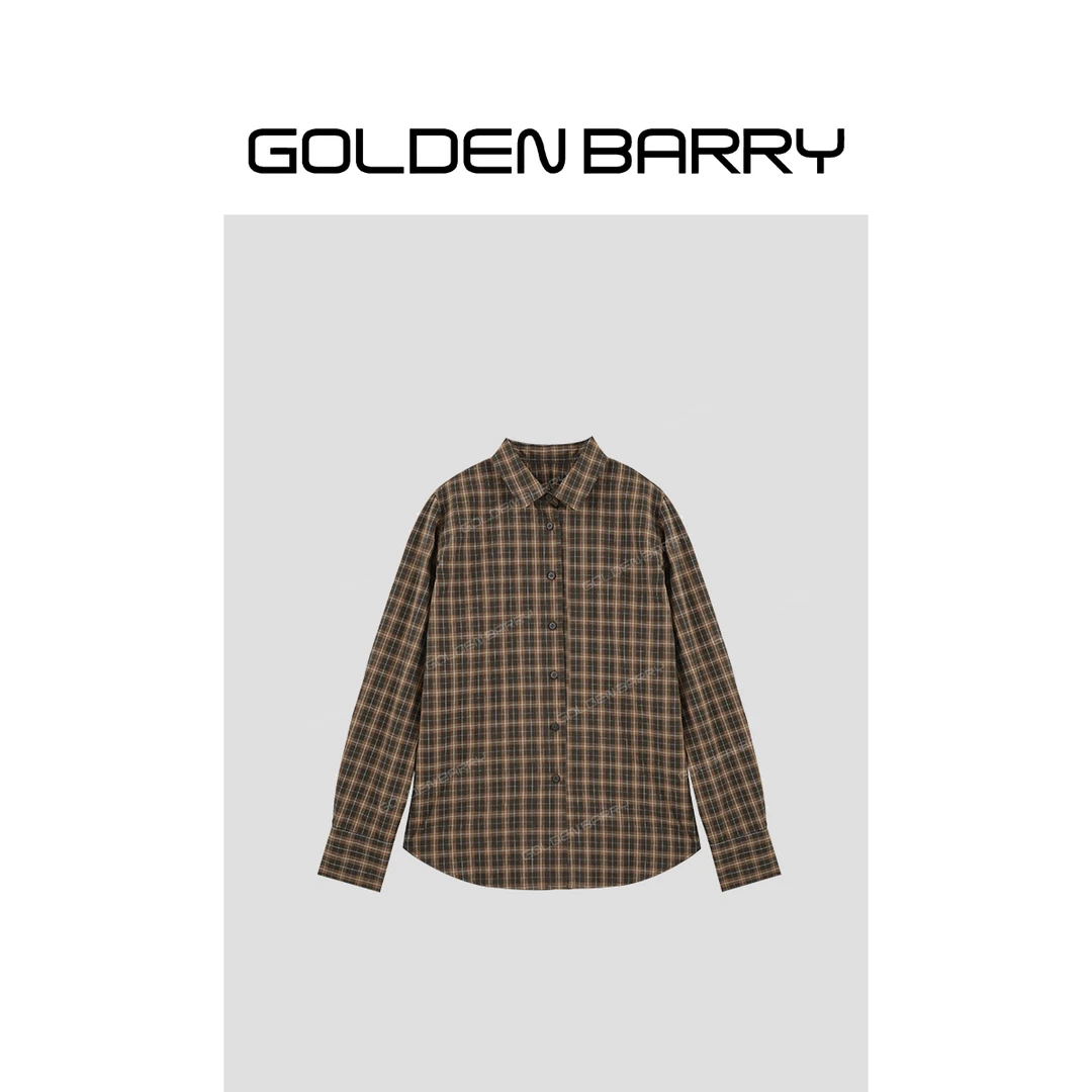 GOLDENBARRY【返季福 利】212599复古格纹衬衣长袖时尚休闲经典百搭