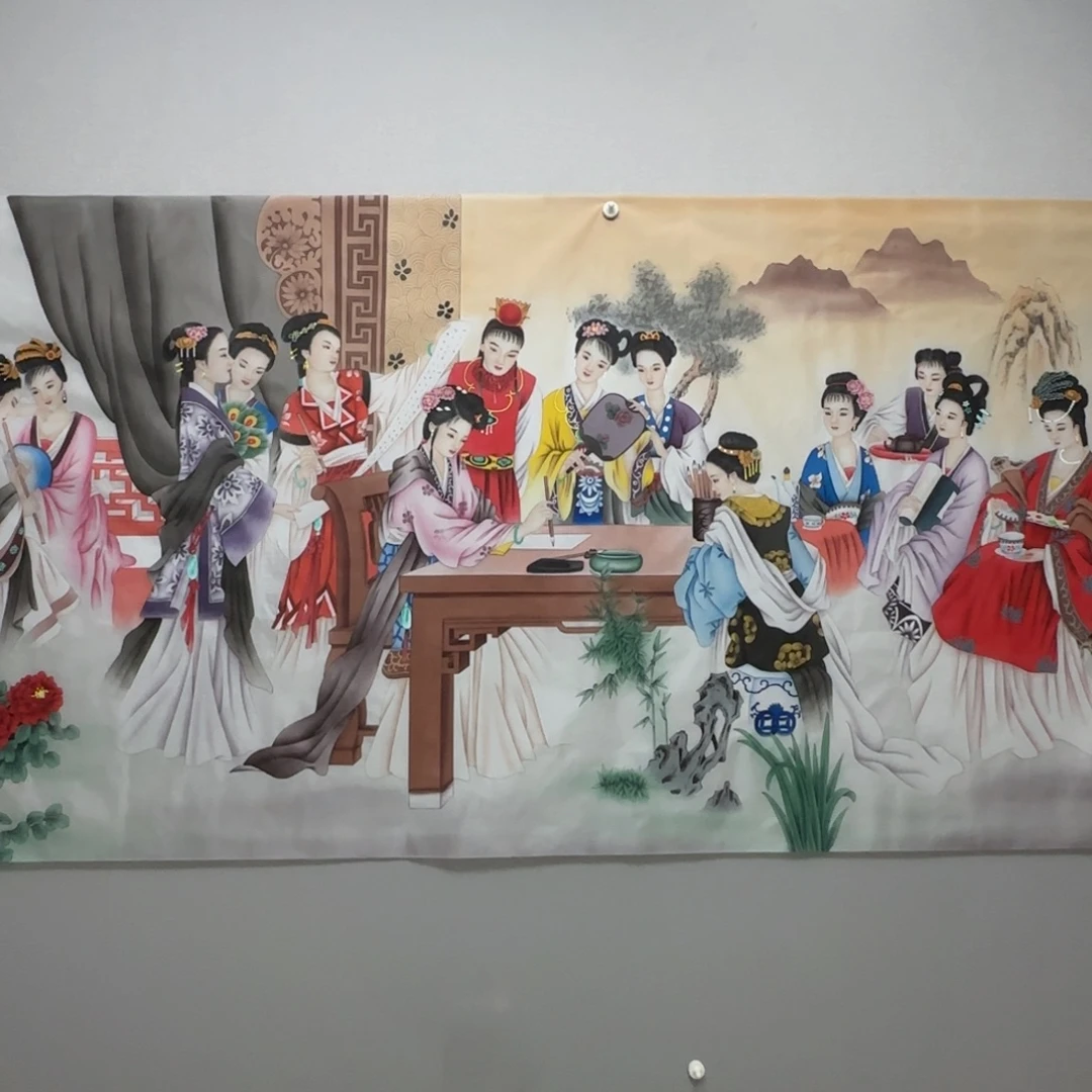 5***然国画绢本工笔大尺寸红楼梦贾敏