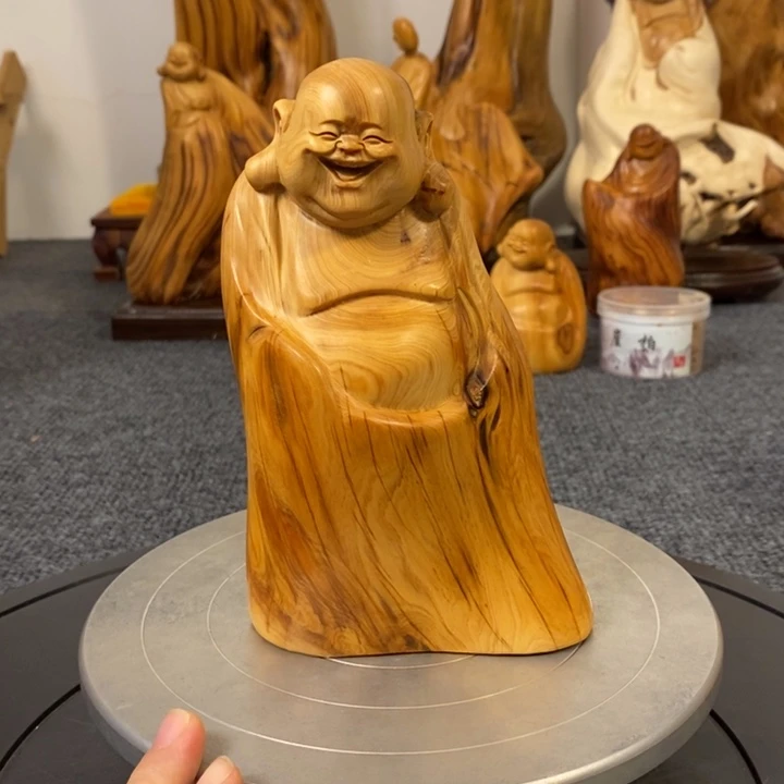 柏木（崖柏）崖柏弥勒佛摆件根雕工艺品
