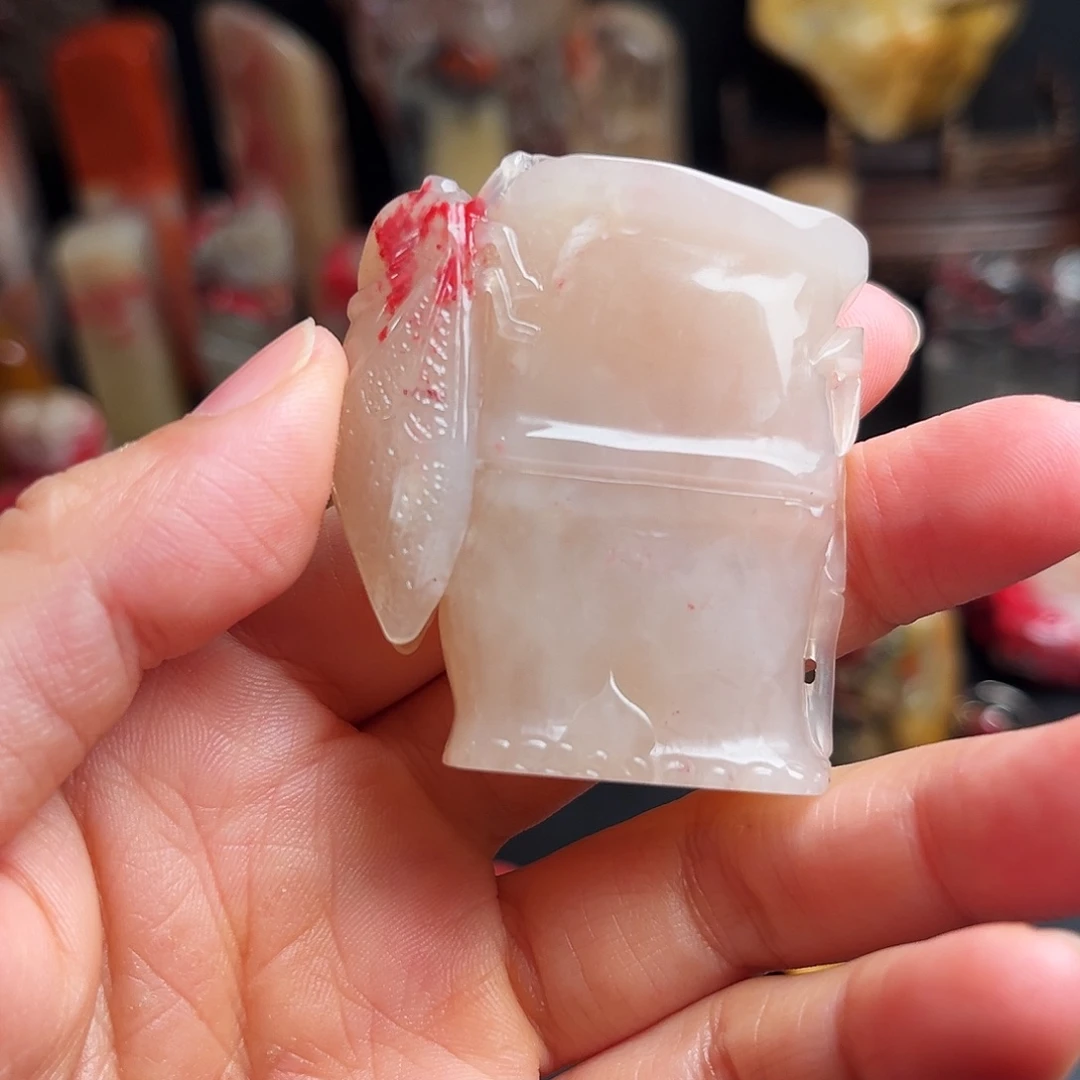 巴林石印石鸡血石随形章