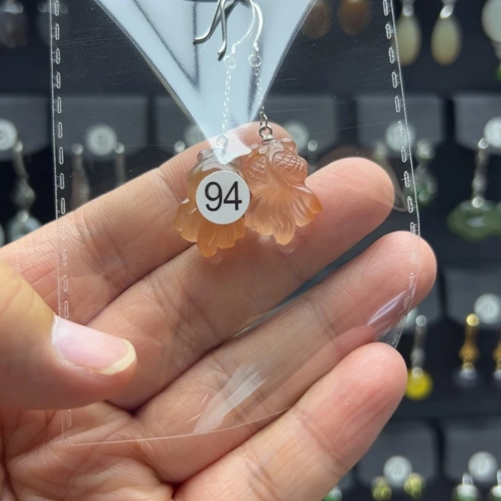 ****南红玛瑙银S925镶嵌耳饰