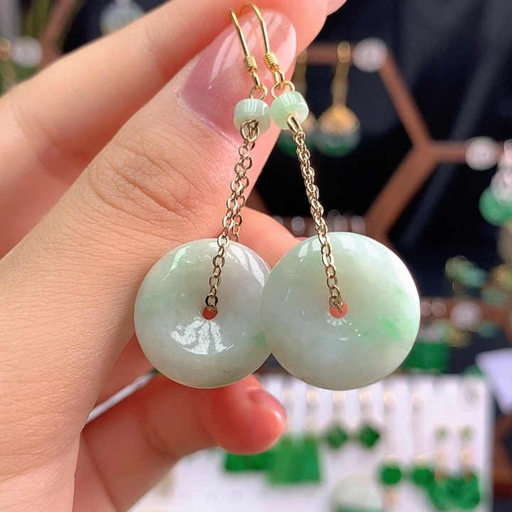 翡翠银S925镶嵌耳饰