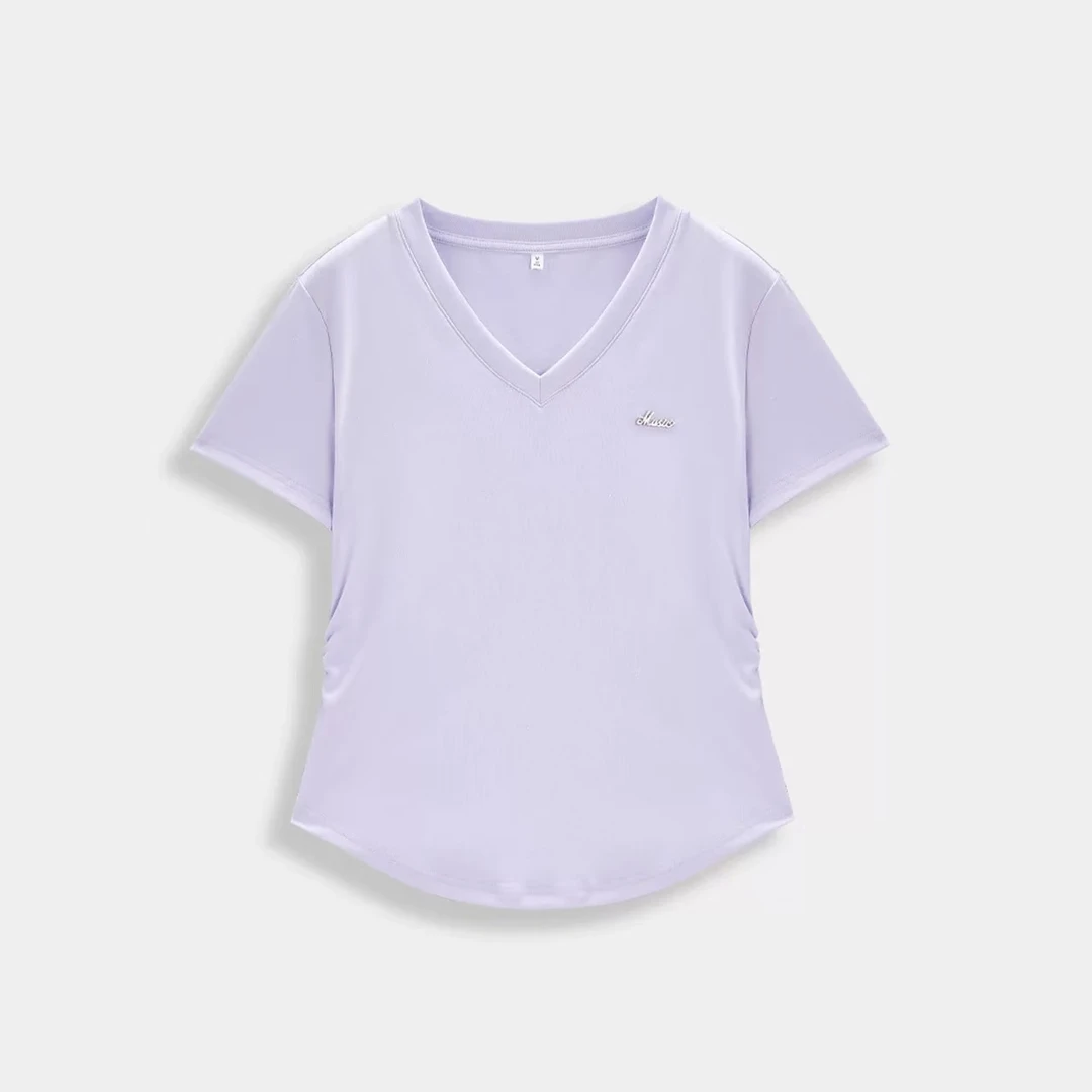 IEF/爱依服2025夏季新款简约设计时尚V领修身显瘦T恤欧若风