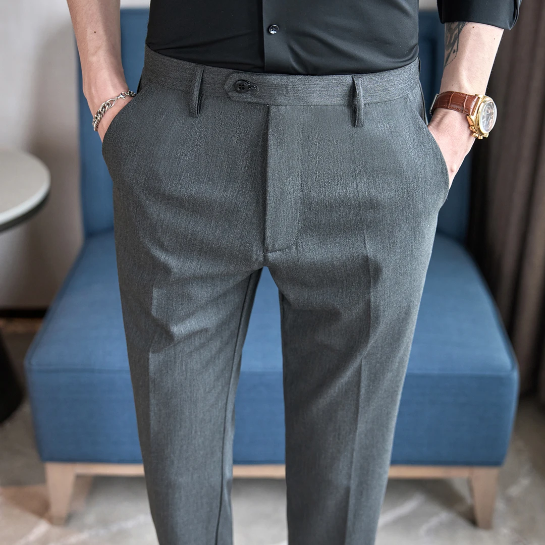 垂感直筒西裤男款爆款2025新款高级感九分裤子商务休闲男士西装裤