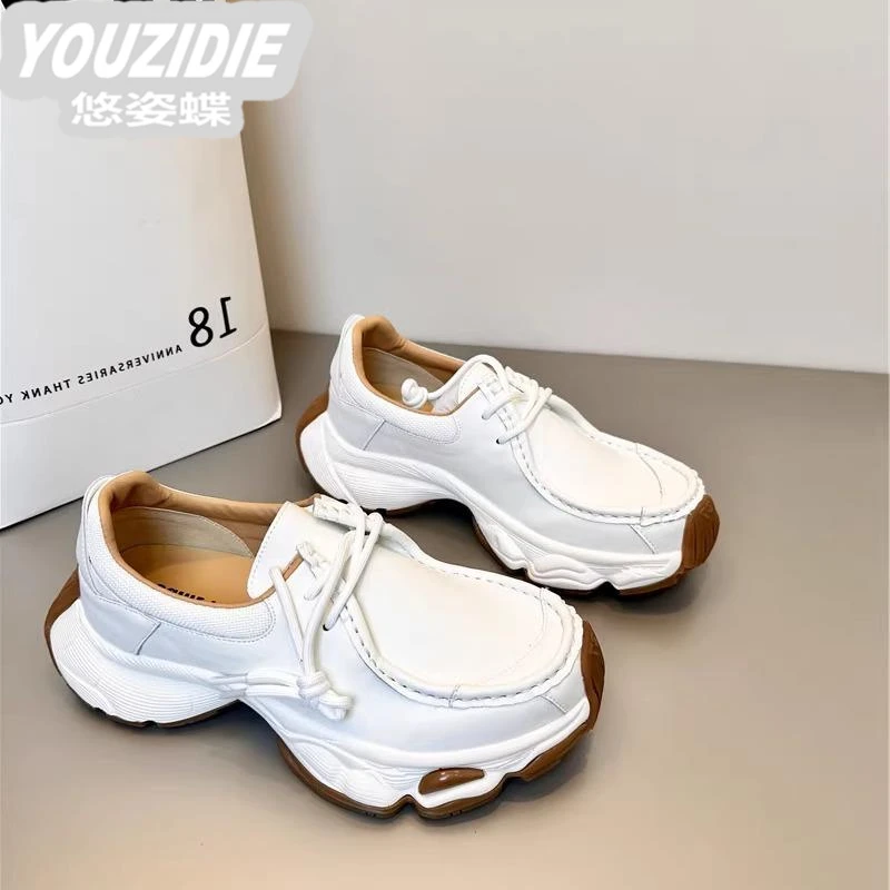 YOUZIDIE推荐2025春夏新款欧洲站溶解底老爹鞋女个性运动乐福鞋