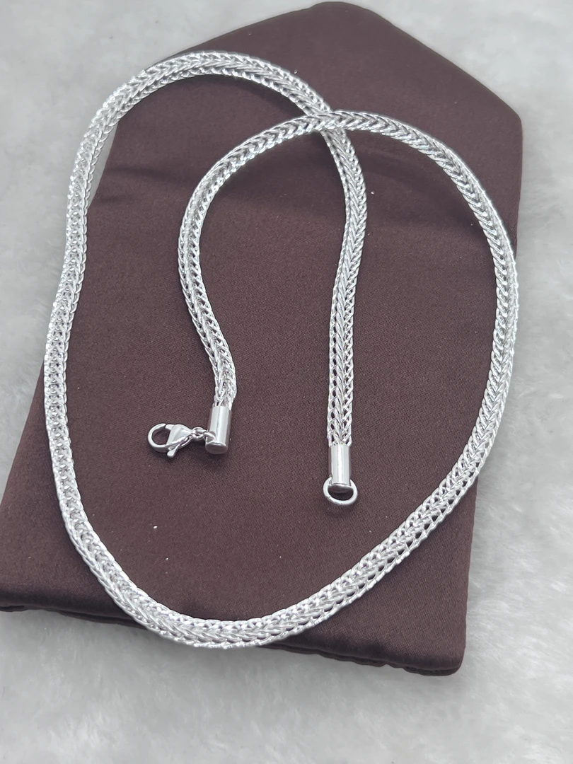 坠链均足银 DC06欧美男款足银999方形项链