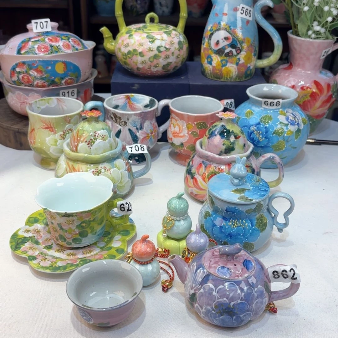 景德镇手绘高温釉下彩陶瓷茶具