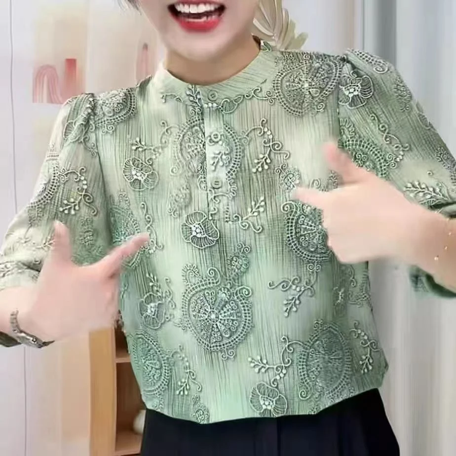 【店铺热卖款】2025碎花百搭衬衫春夏时尚新款遮肉显瘦上衣气质小衫