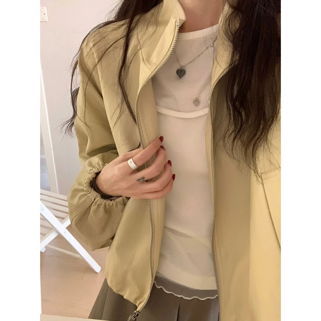 两色拉链皮衣11226