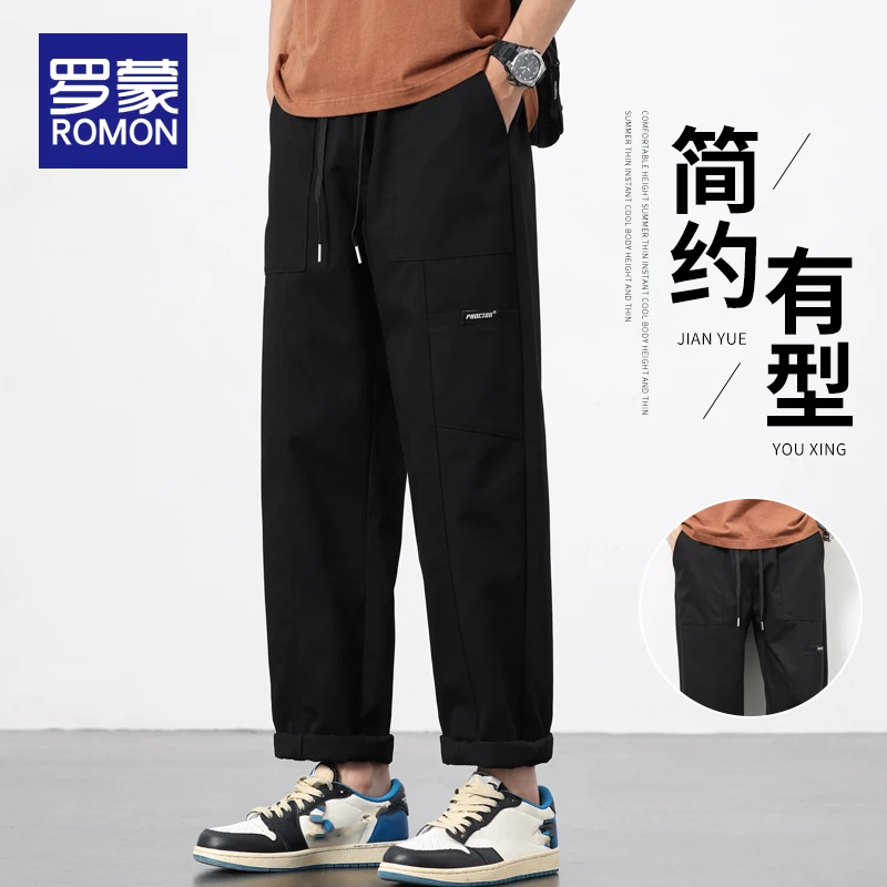 罗蒙夏季直筒工装休闲裤男款2025新款春秋款男士潮流宽松长裤子男