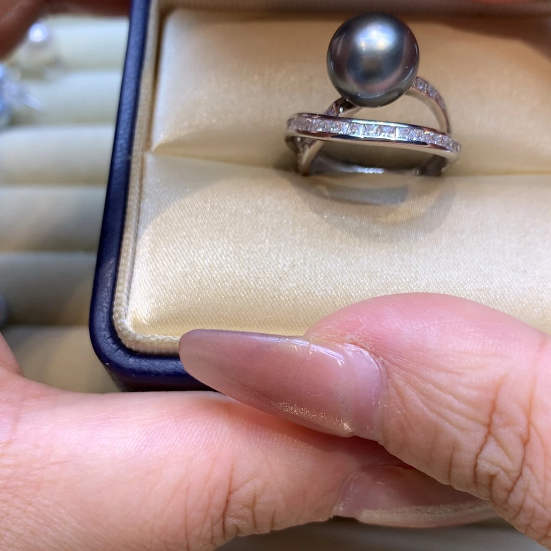 银S925镶嵌戒指海水珍珠