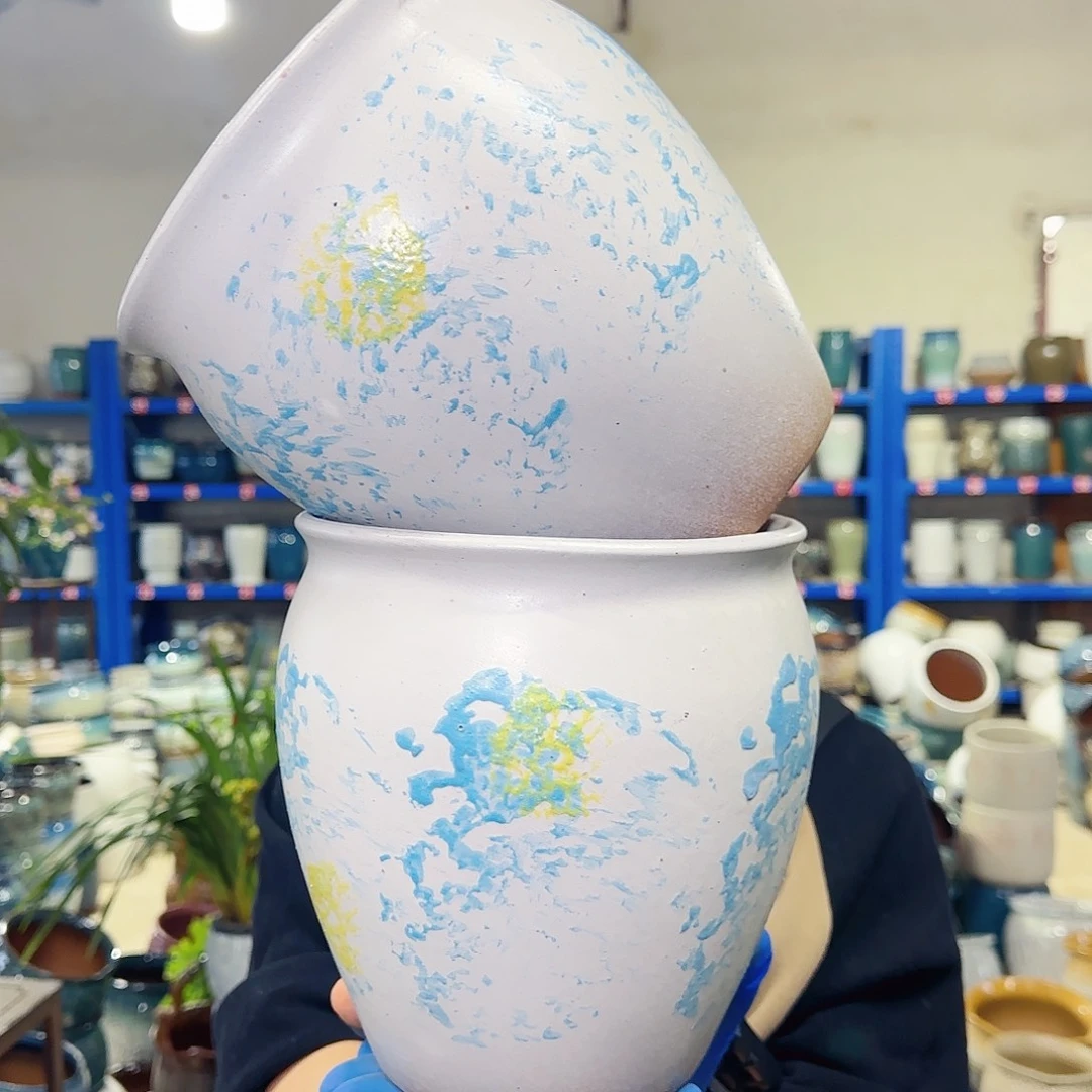 紫砂花盆高21口19