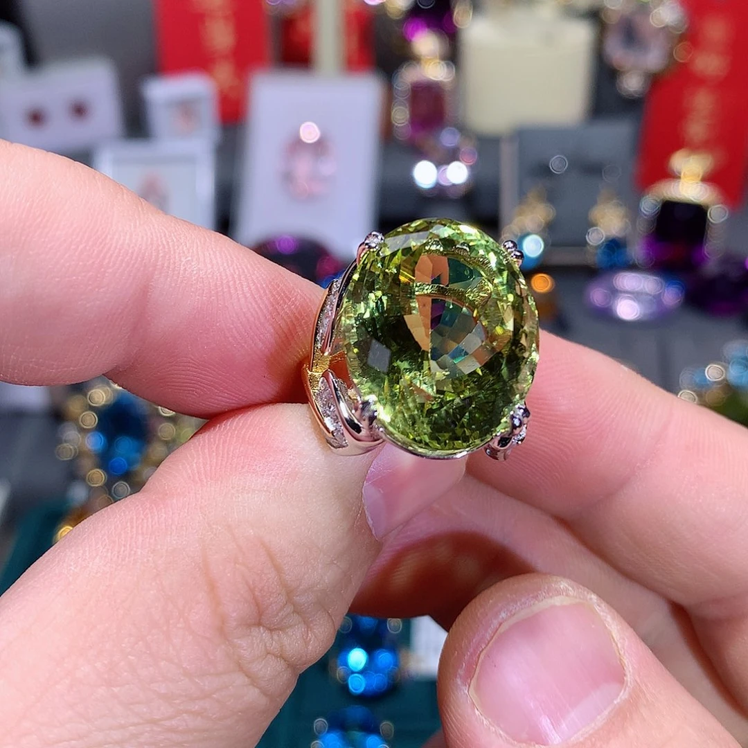 水晶戒指银S925镶嵌戒指