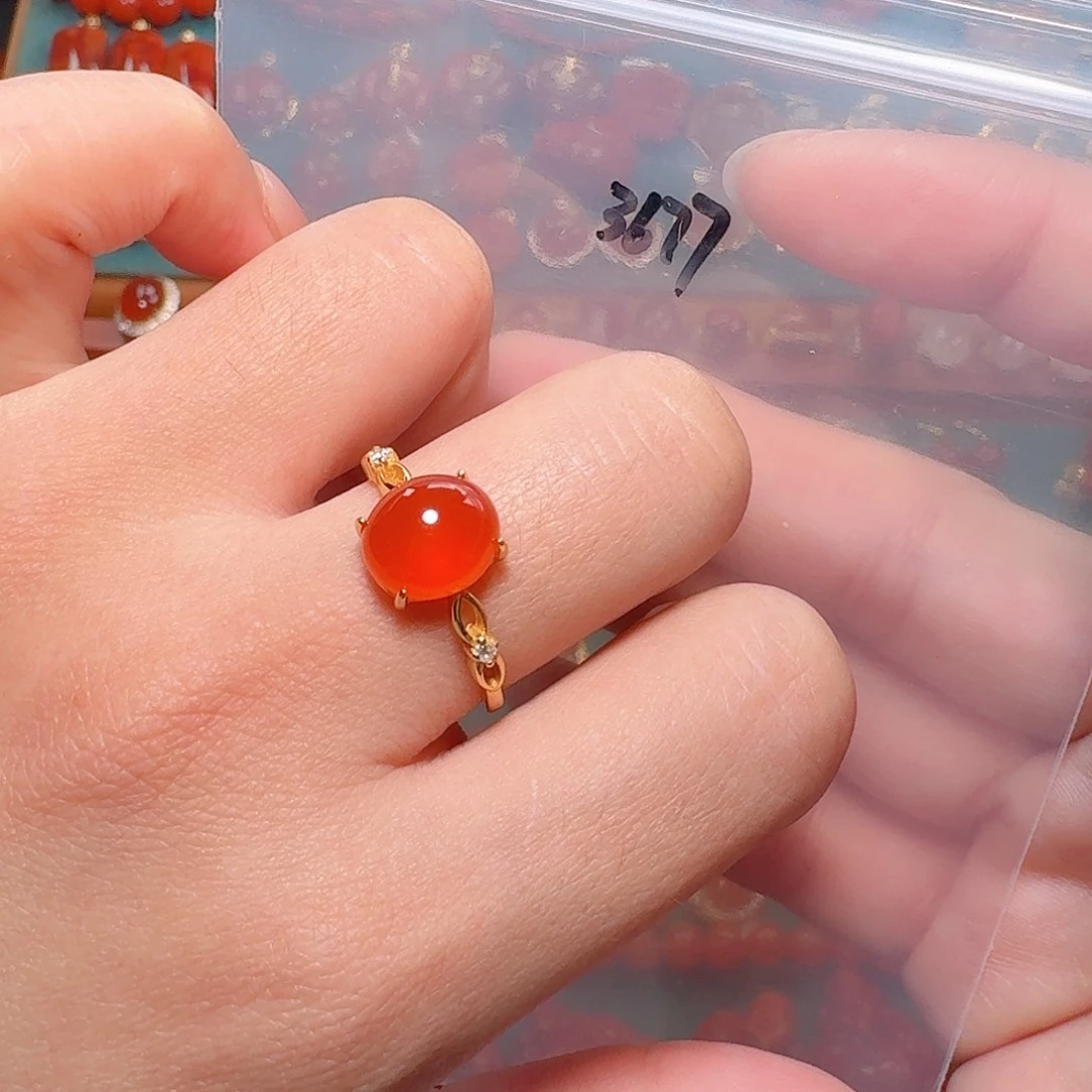 南红玛瑙银S925镶嵌戒指