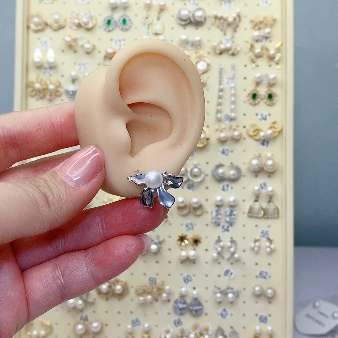 淡水珍珠耳饰银S925镶嵌