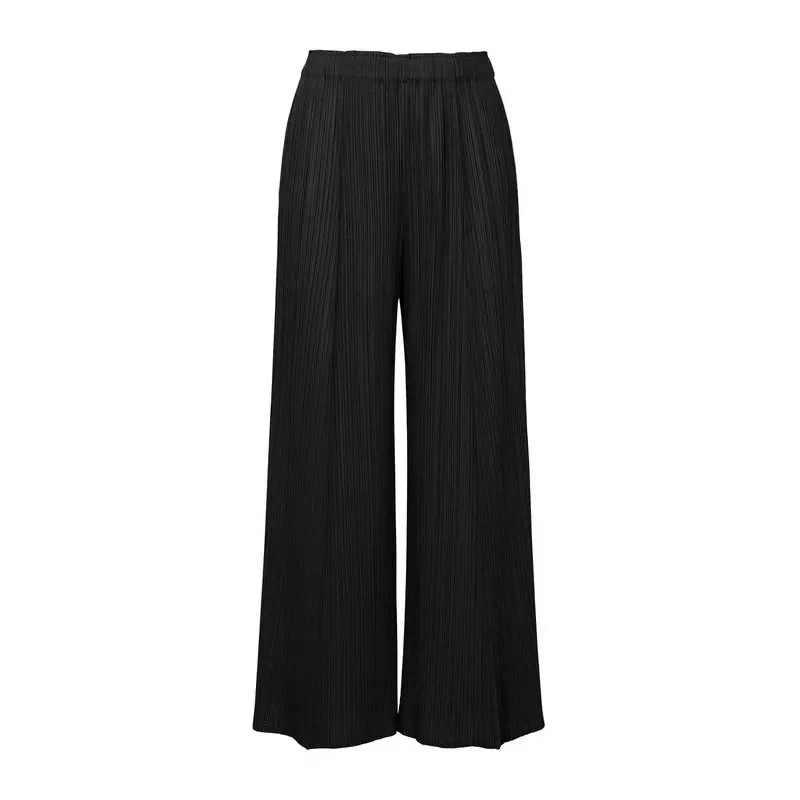 新款褶皱高腰气质通勤设计感风琴垂感阔腿裤女