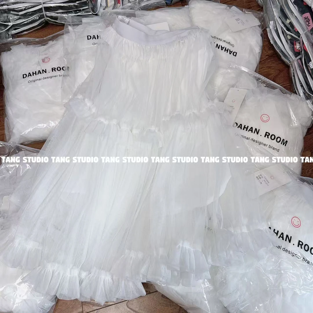 【现货-十三行蕾丝纱裙】2025春季新款韩版百搭纯色蕾丝半裙纱裙