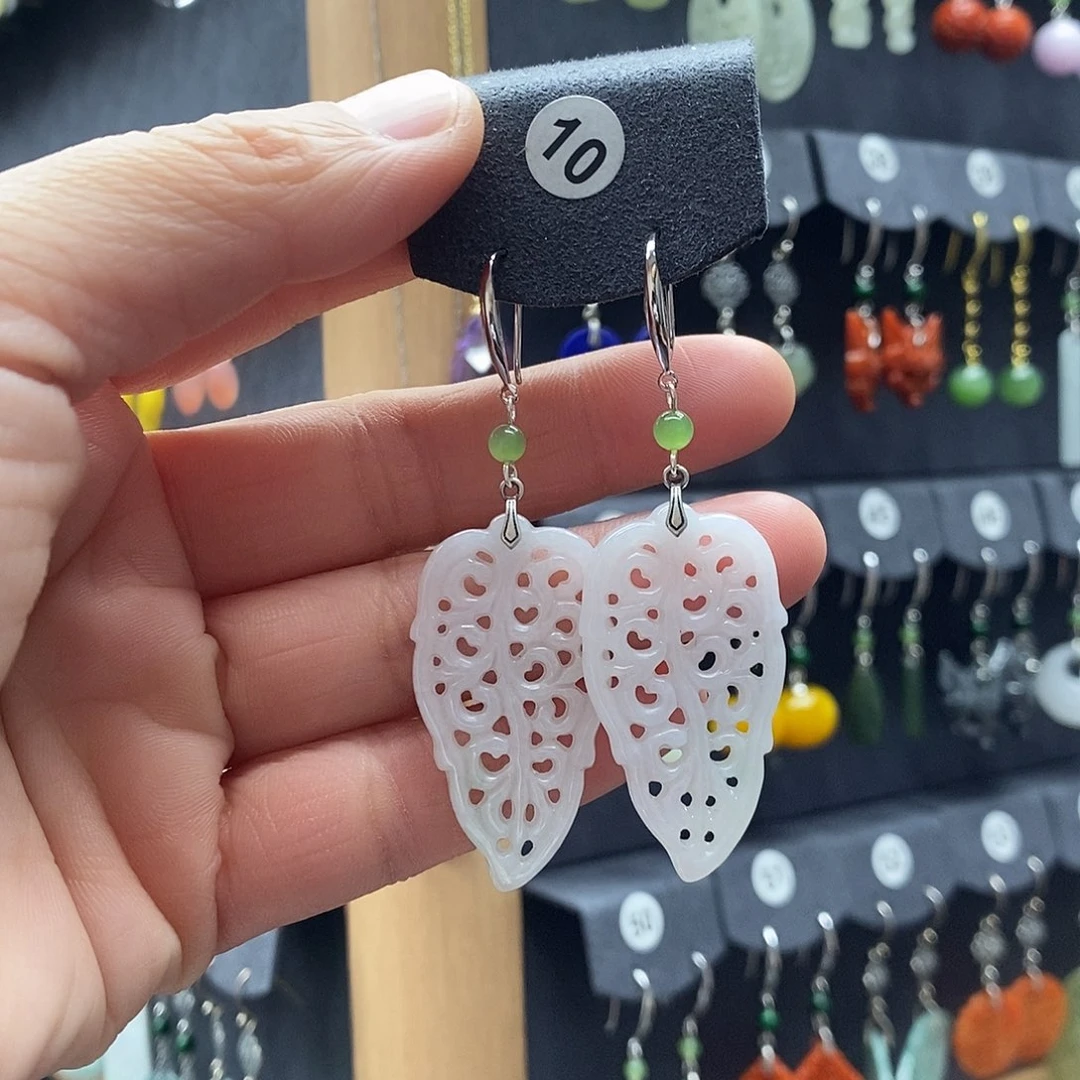 翡翠银S925镶嵌耳饰