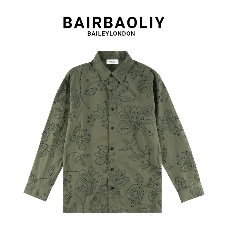 BAIRBAOLIY男装潮牌镂空设计感衬衫2025春夏新款简约高级宽松上衣