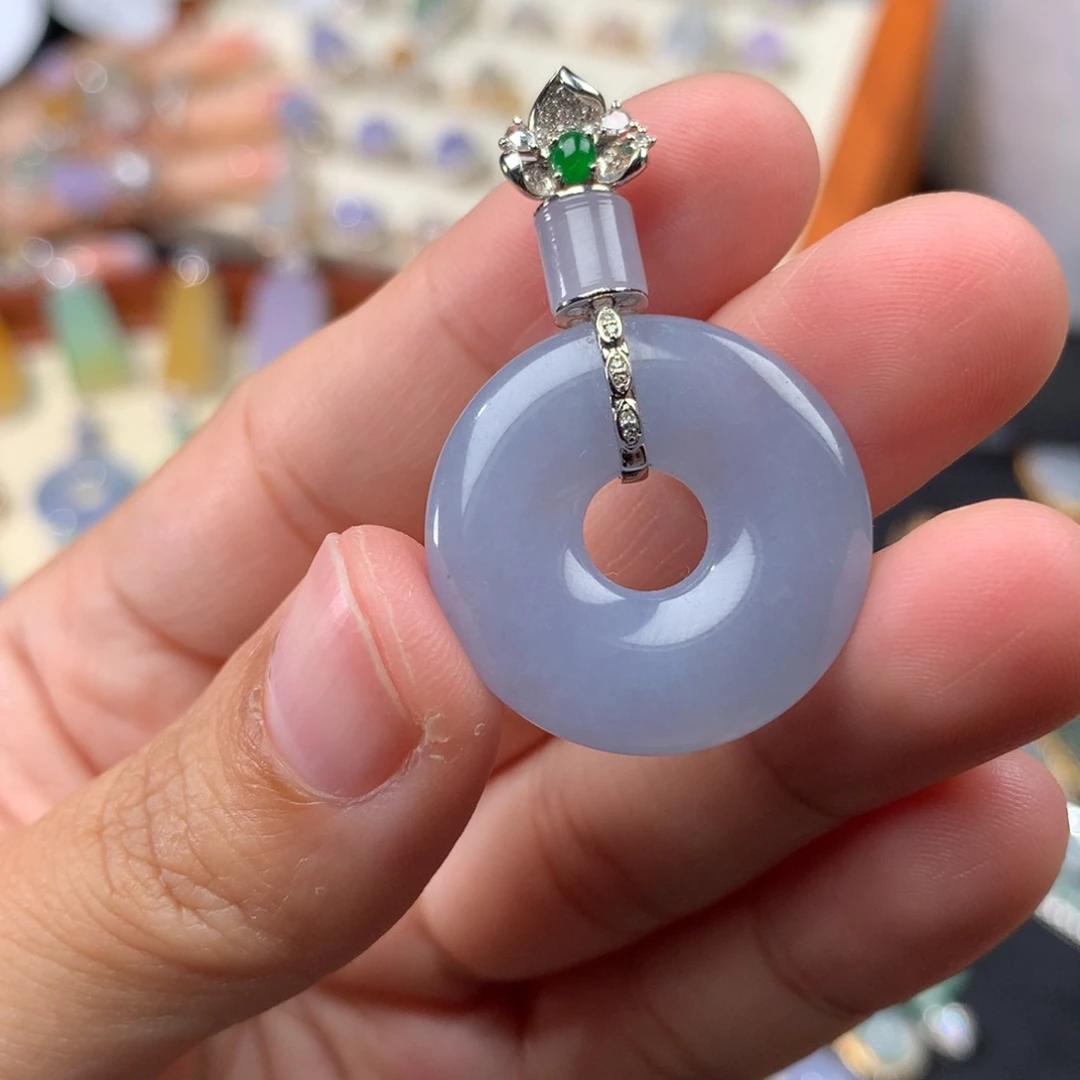 吊坠(不含链)18K金镶嵌翡翠