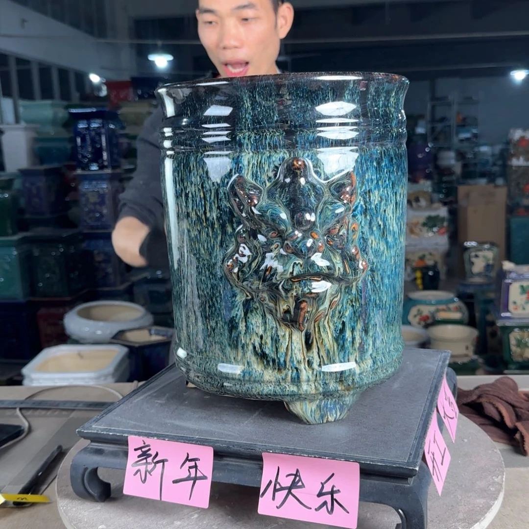 一风堂石湾花盆。缝隙