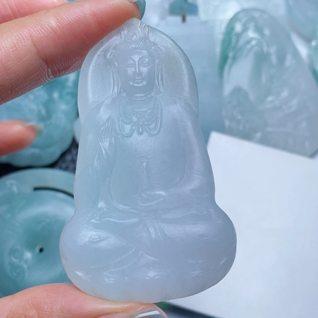 定制翡翠未镶嵌毛货付款后确认抛光