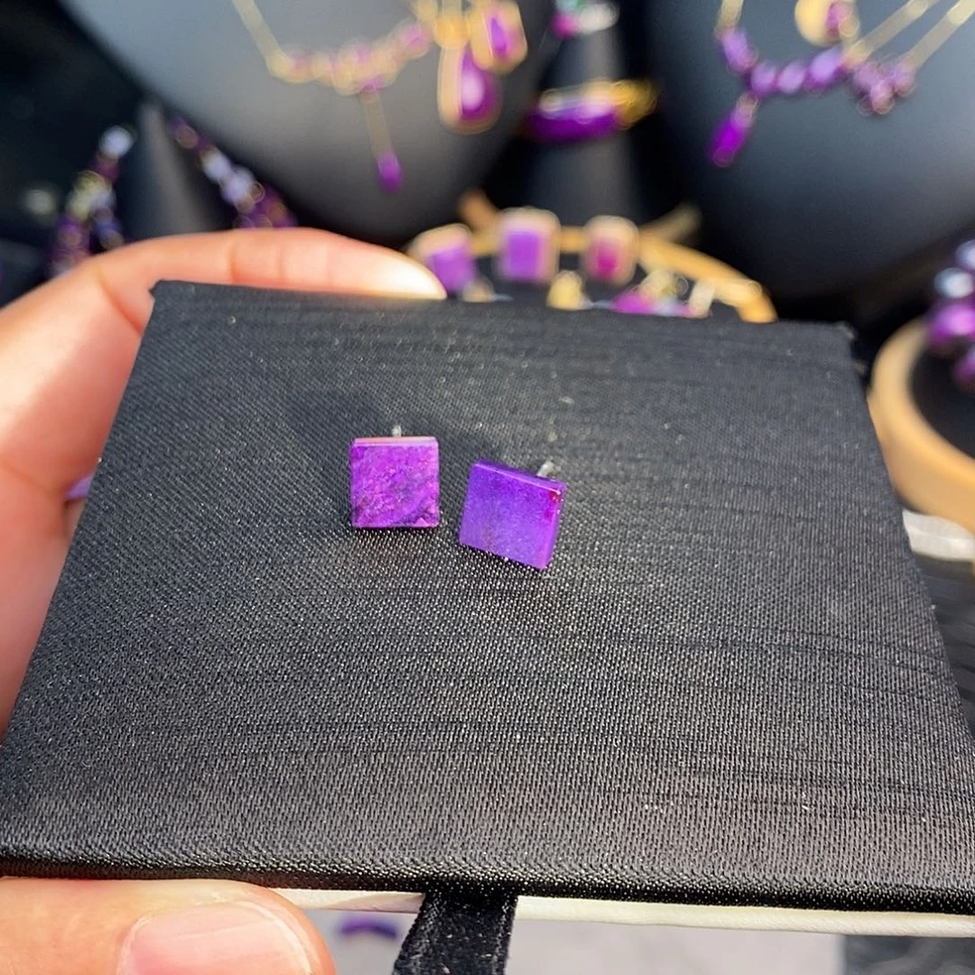 苏纪石（舒俱来）银S925镶嵌耳饰
