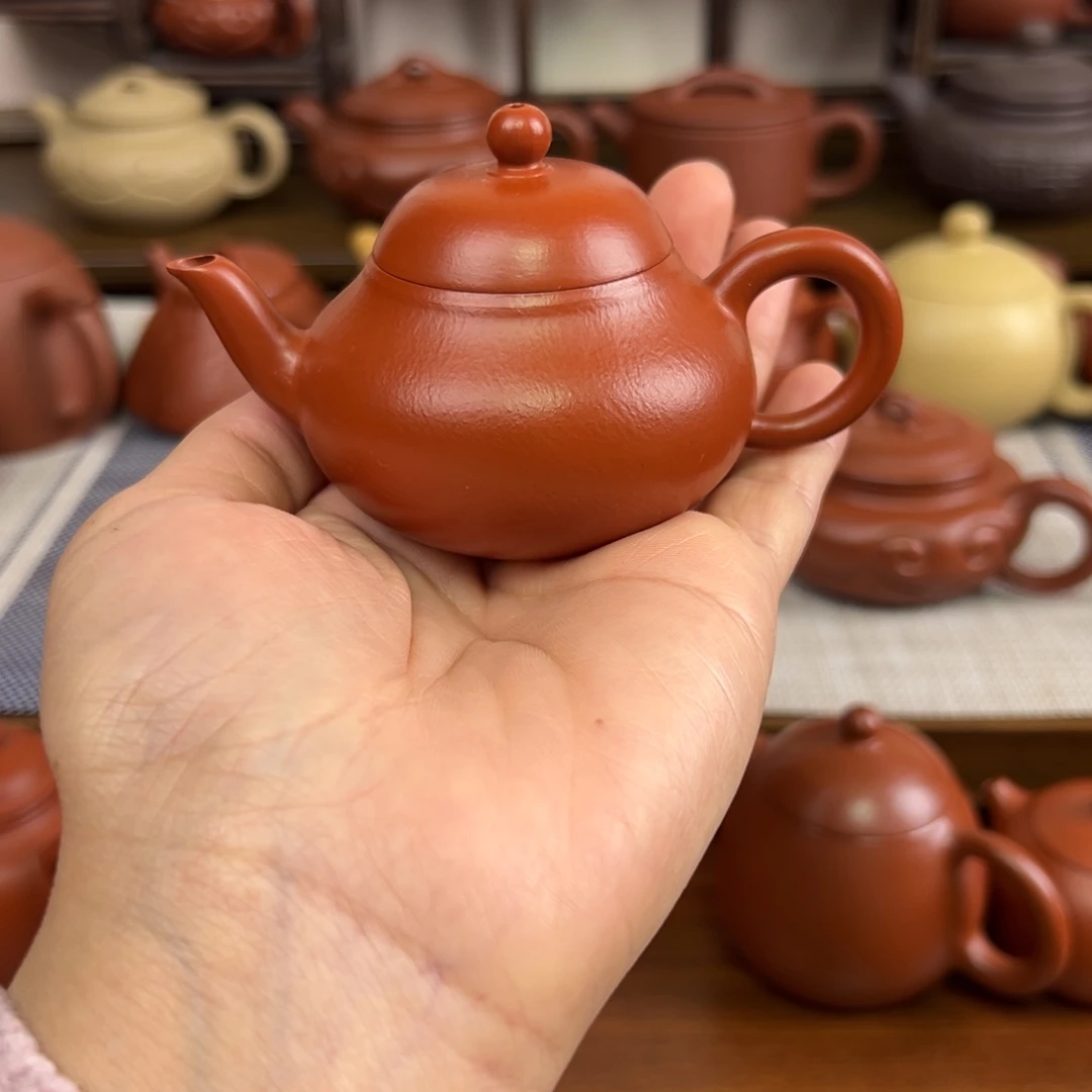 紫砂茶壶朱泥矮梨全手80cc
