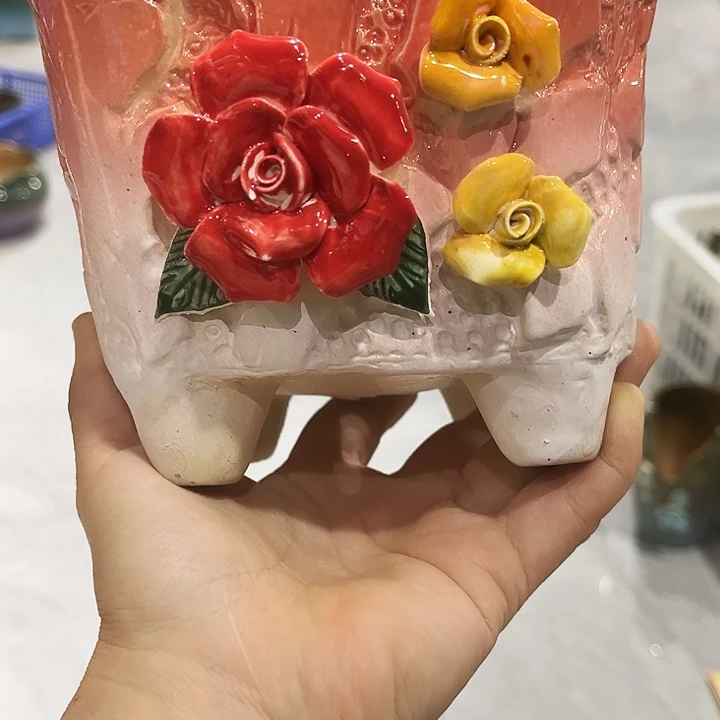 瓷片花盆多肉植物艺术品