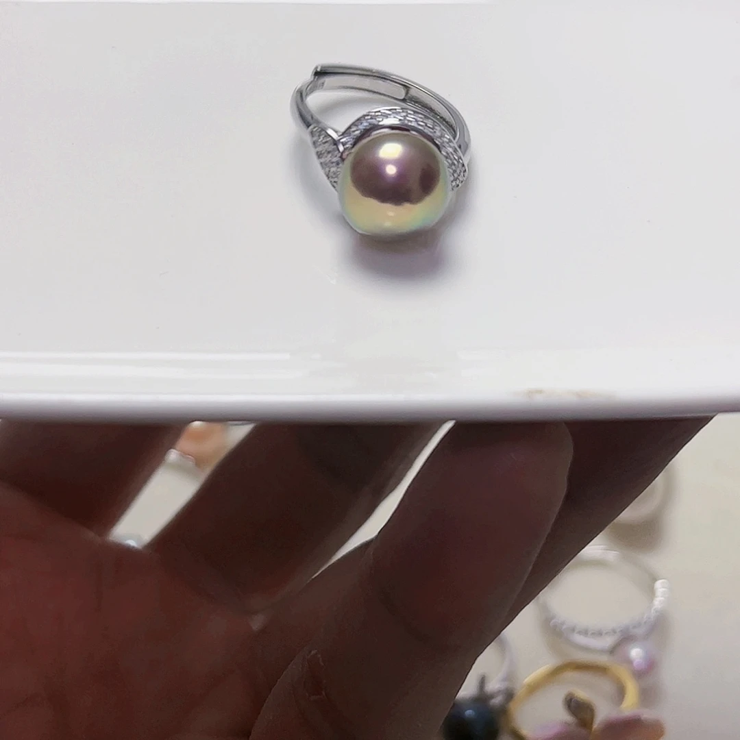 淡水珍珠戒指银S925镶嵌用****9